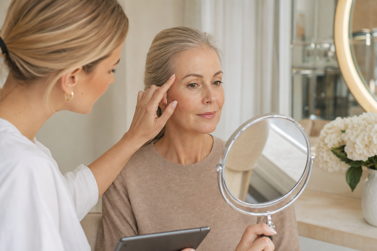 Permanent Make-up Augenbrauen bei reifer Haut ohne harte Kanten in einem hochwertigen Berliner Beauty-Studio