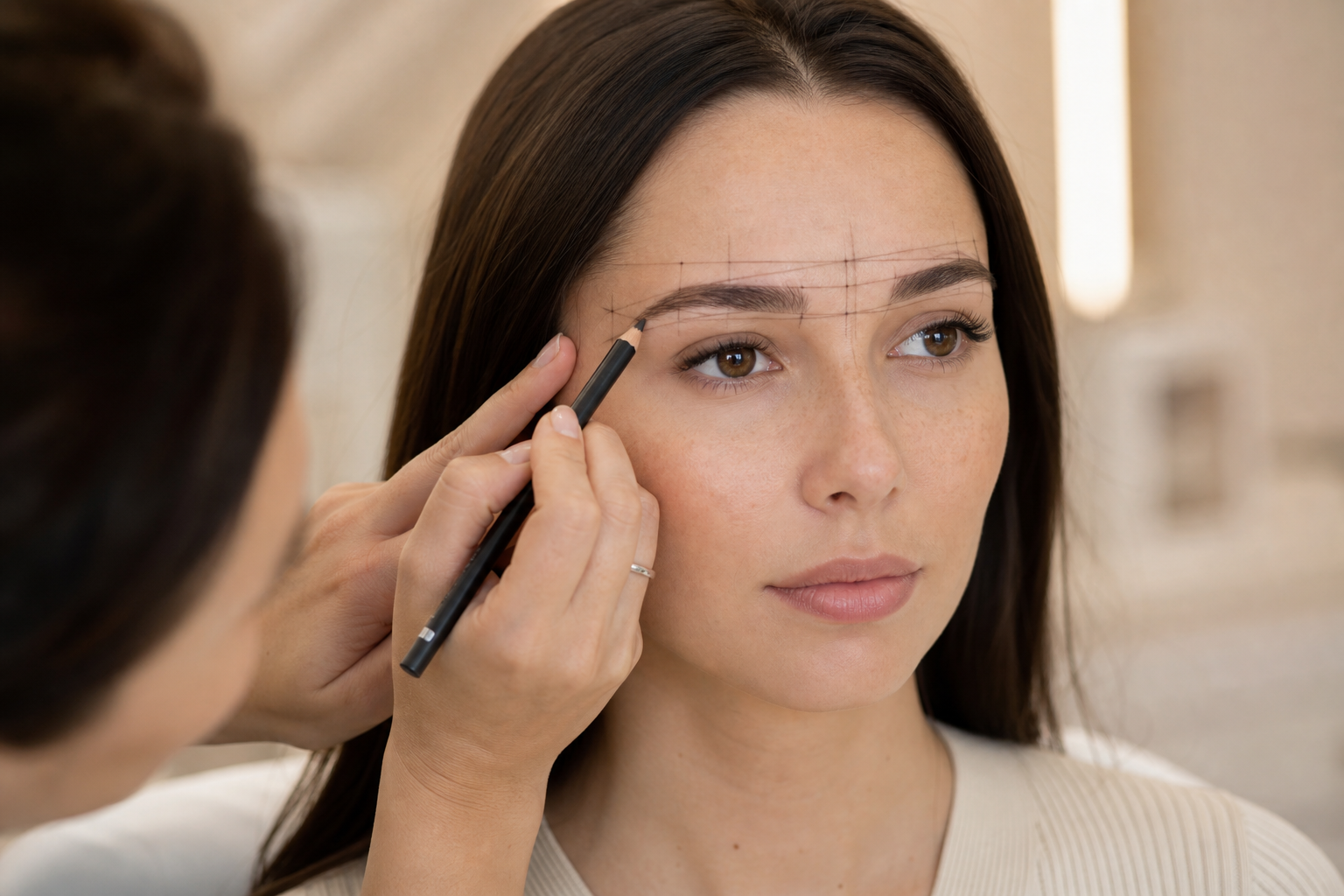 Permanent Make-up Augenbrauen bei ungleichem Brauenbogen in einem hochwertigen Berliner Beauty-Studio
