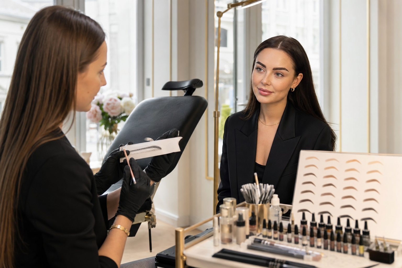Permanent Make-up Augenbrauen für Brünette in Berlin in einem eleganten Berliner Beauty-Studio