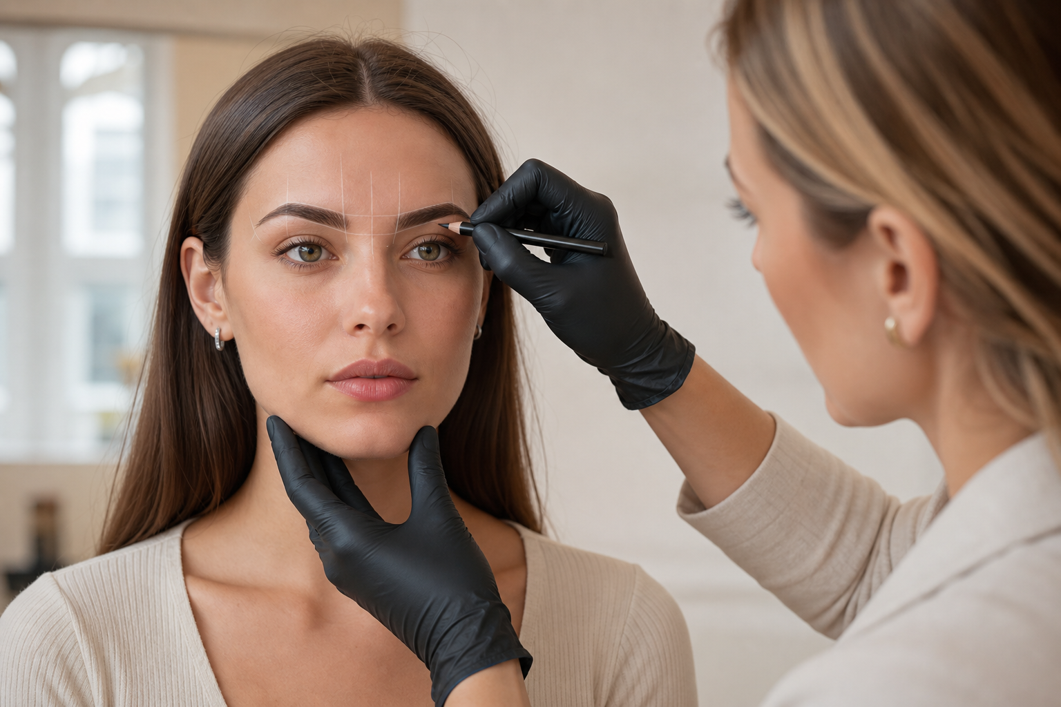 Permanent Make-up Augenbrauen für schmale Gesichter in einem eleganten Berliner Beauty-Studio